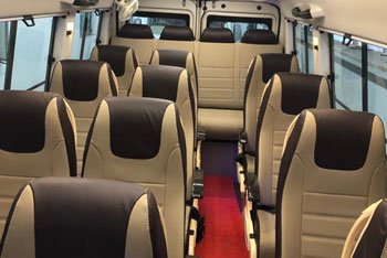 16 seater 2x1 luxury tempo traveller with sofa seat hire in delhi