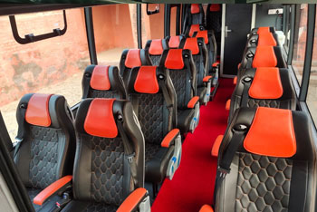 16 seater marcopolo imported mini coach with toilet washroon hire in delhi
