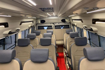 20 seater 2x1 luxury tempo traveller with sofa seat hire in delhi