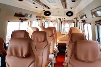 16 seater 2x1 luxury tempo traveller with sofa cum bed on rent in delhi